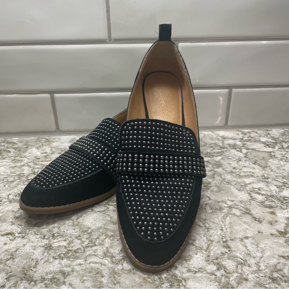 Crown Vintage Lorina Black Studded Loafers, Size 9M